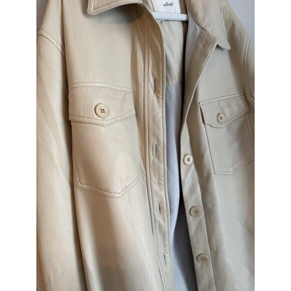 Aritzia Wilfred Faux Leather Long Sleeve Shirt Jacket Ganna Shacket Size Small - Picture 4 of 11